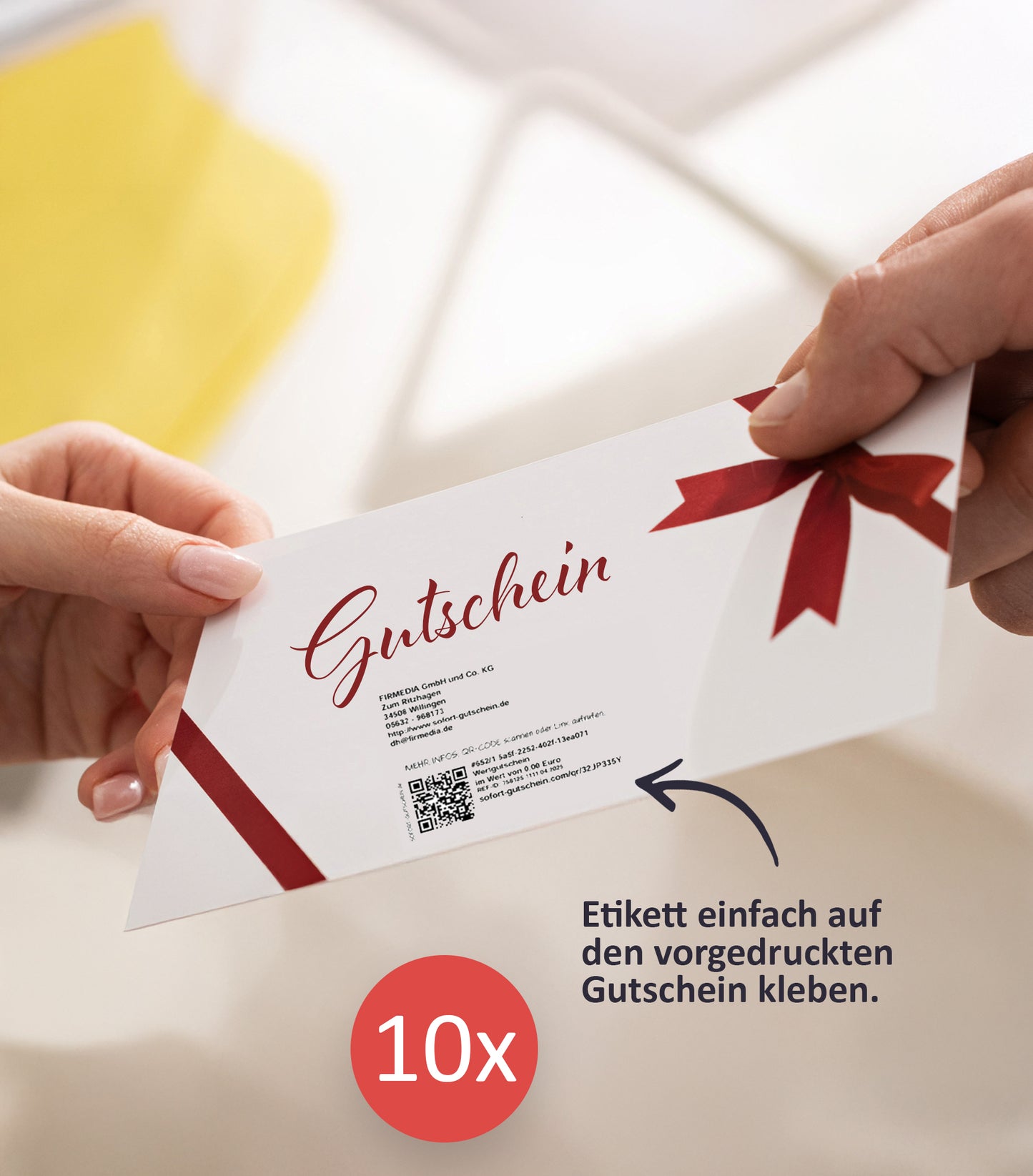 SOFORT-Card Etiketten für eigene Geschenk-Gutscheine